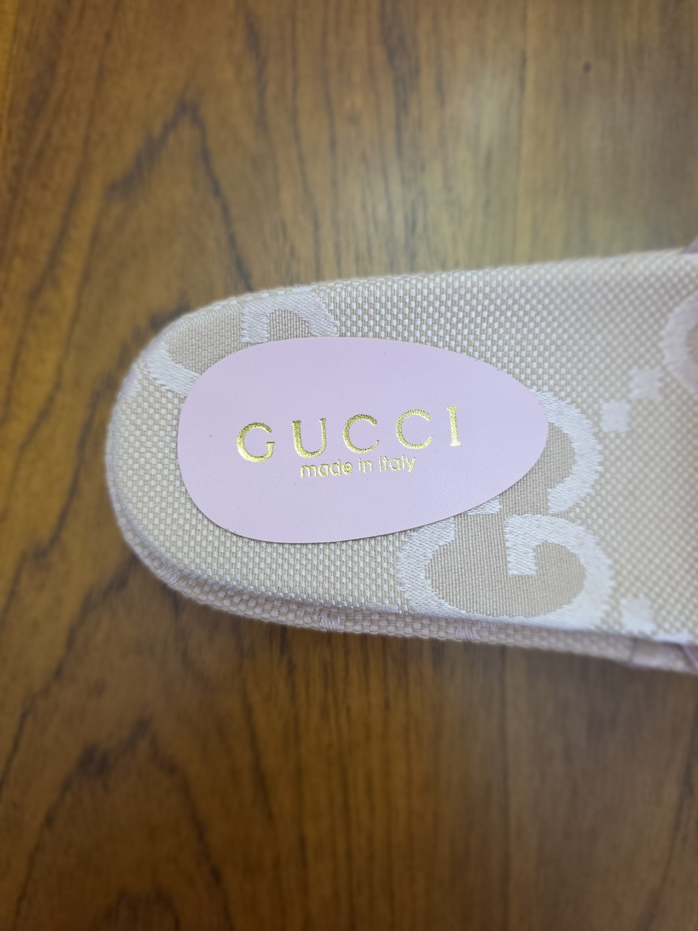 Denim light pink GG canvas platform slide sandals (NEW) - Picture 5 of 8